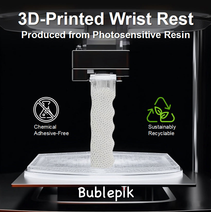Bublepik Wrist Rest for Mouse - Sleek Black Wave