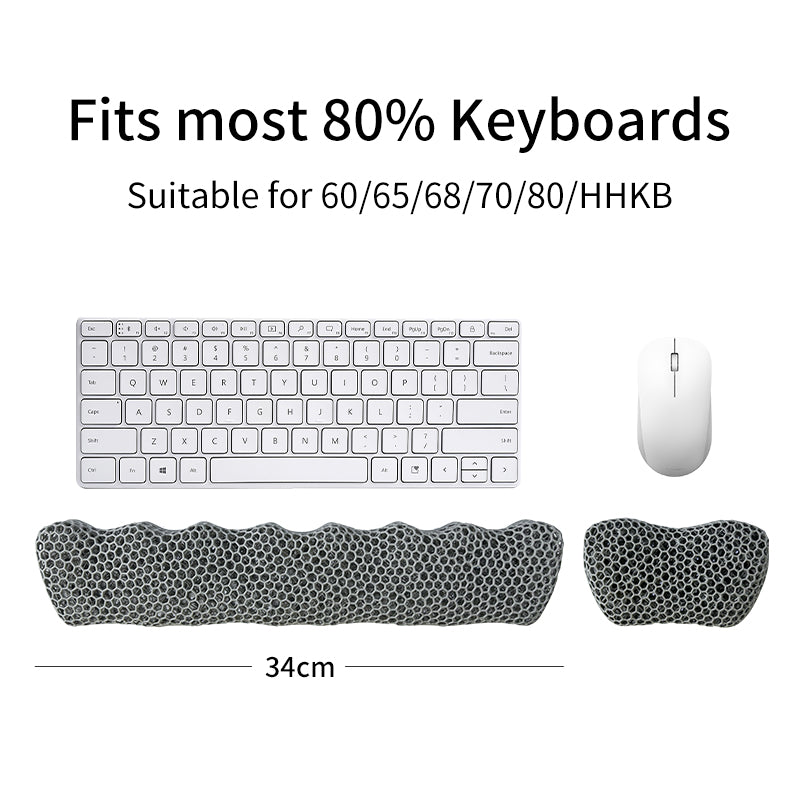 Bublepik Wrist Rest Kit for Keyboard and Mouse - Storm Gray Wave