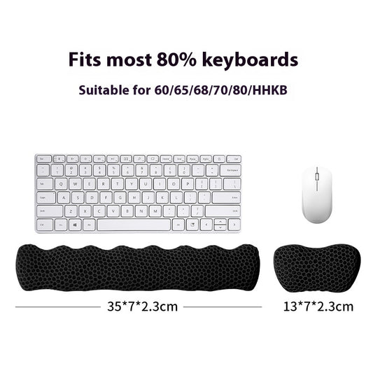 Bublepik Sleek Black Wave kit with 35 cm keyboard rest and 23 mm mouse rest