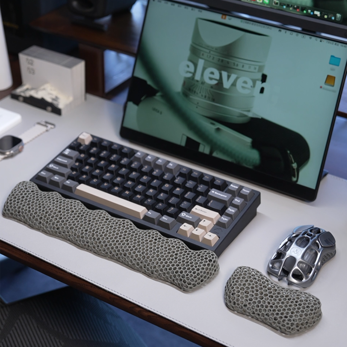 Bublepik Wrist Rest Kit for Keyboard and Mouse - Storm Gray Wave