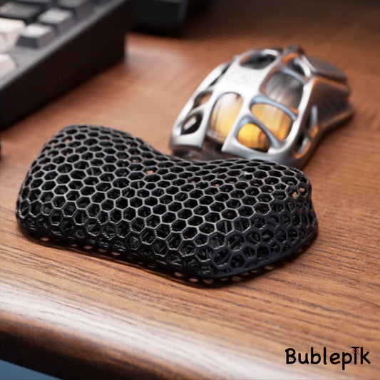 Bublepik Wrist Rest for Mouse - Sleek Black Wave