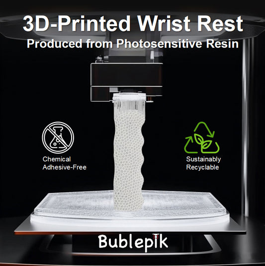 Bublepik Sleek Black Wave mouse wrist rest detail view
