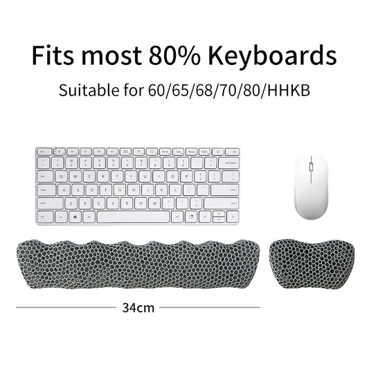Bublepik Storm Gray Wave keyboard and mouse wrist rest kit size option