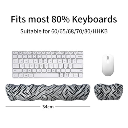 Bublepik Wrist Rest Kit for Keyboard and Mouse - Quantum Silver Wave