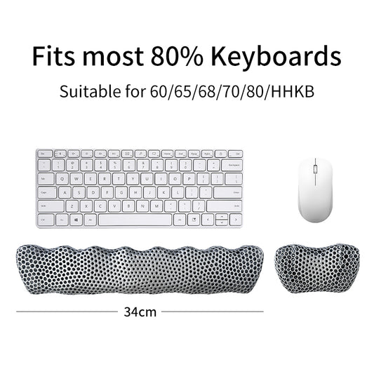Bublepik Quantum Silver Wave keyboard and mouse wrist rest kit size option