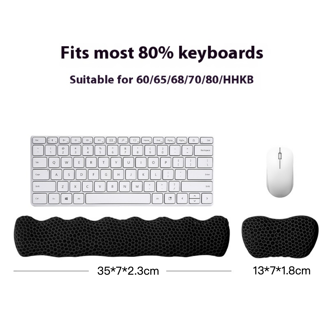 Bublepik Wrist Rest Kit for Keyboard and Mouse - Sleek Black Wave