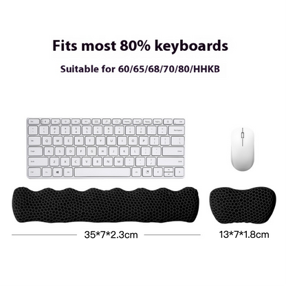 Bublepik Wrist Rest Kit for Keyboard and Mouse - Sleek Black Wave