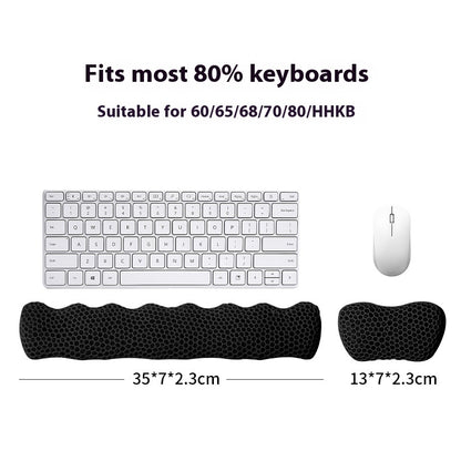 Bublepik Wrist Rest Kit for Keyboard and Mouse - Sleek Black Wave