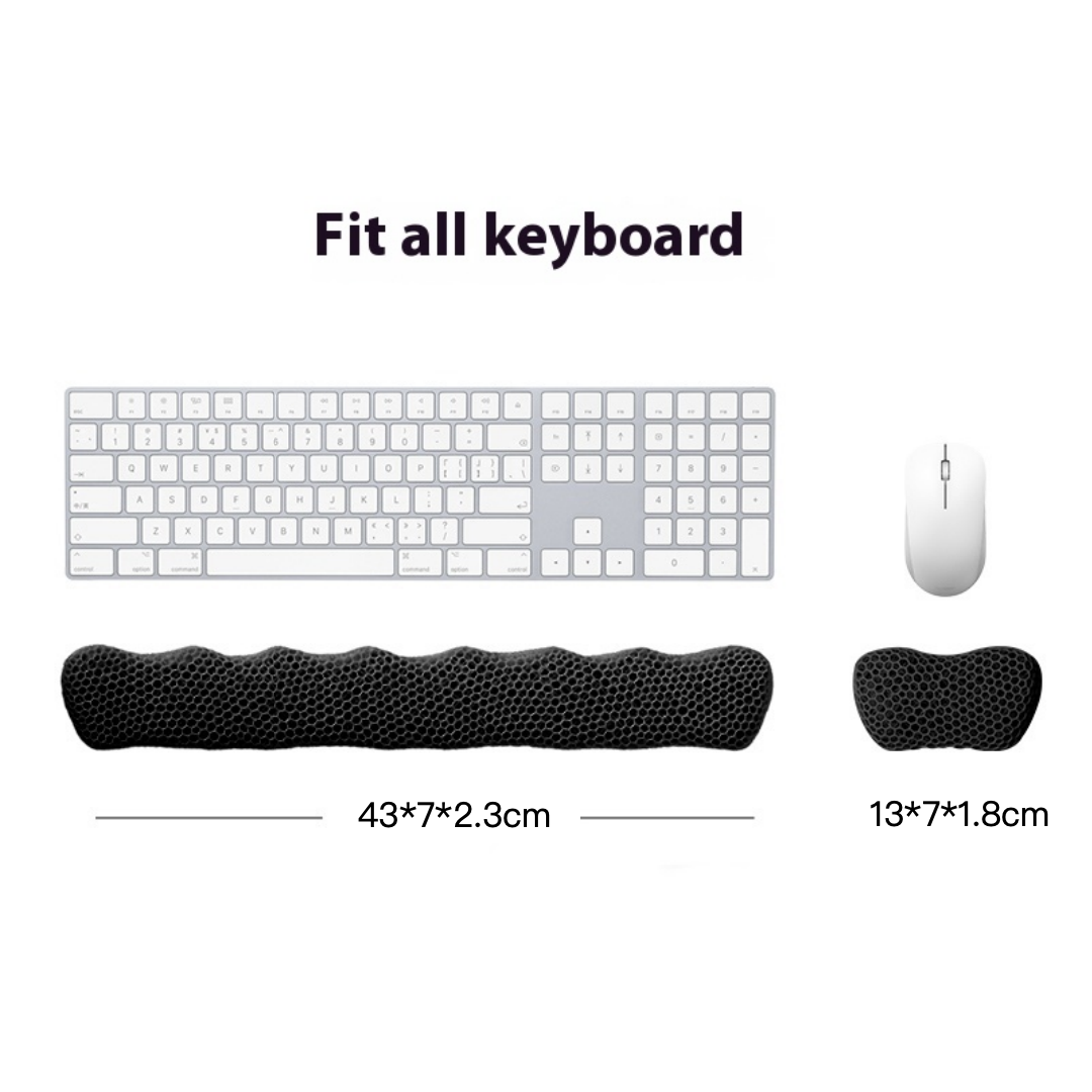 Bublepik Wrist Rest Kit for Keyboard and Mouse - Sleek Black Wave