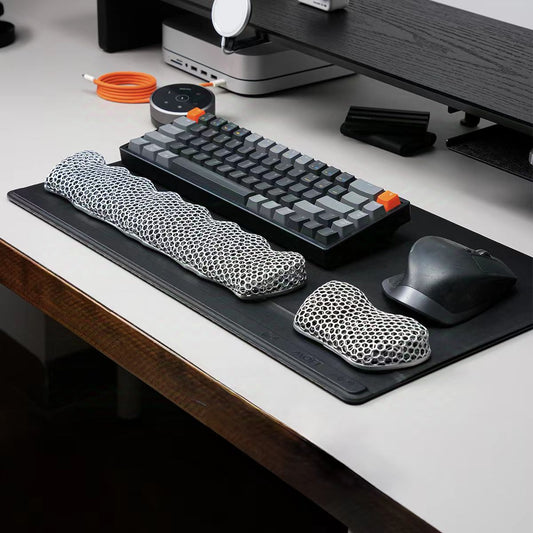 Bublepik Wrist Rest Kit for Keyboard and Mouse - Quantum Silver Wave